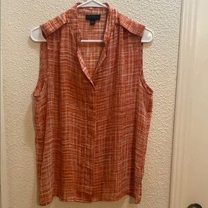 Worthington Sleeveless Orange Plaid Blouse
